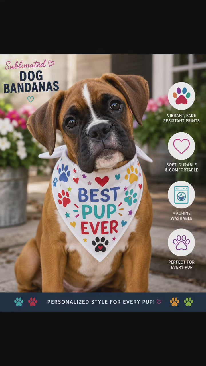 Personalized Sublimated Dog Bandana | Custom Pet Bandana | Funny & Patriotic Dog Scarf | Colorful Puppy Accessories | Custom Dog Gift