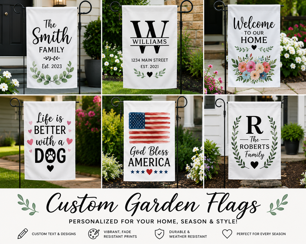 Personalized Garden Flag | Custom House Flag | Family Name Yard Flag | Seasonal Outdoor Decor | Double-Sided Sublimated Flag