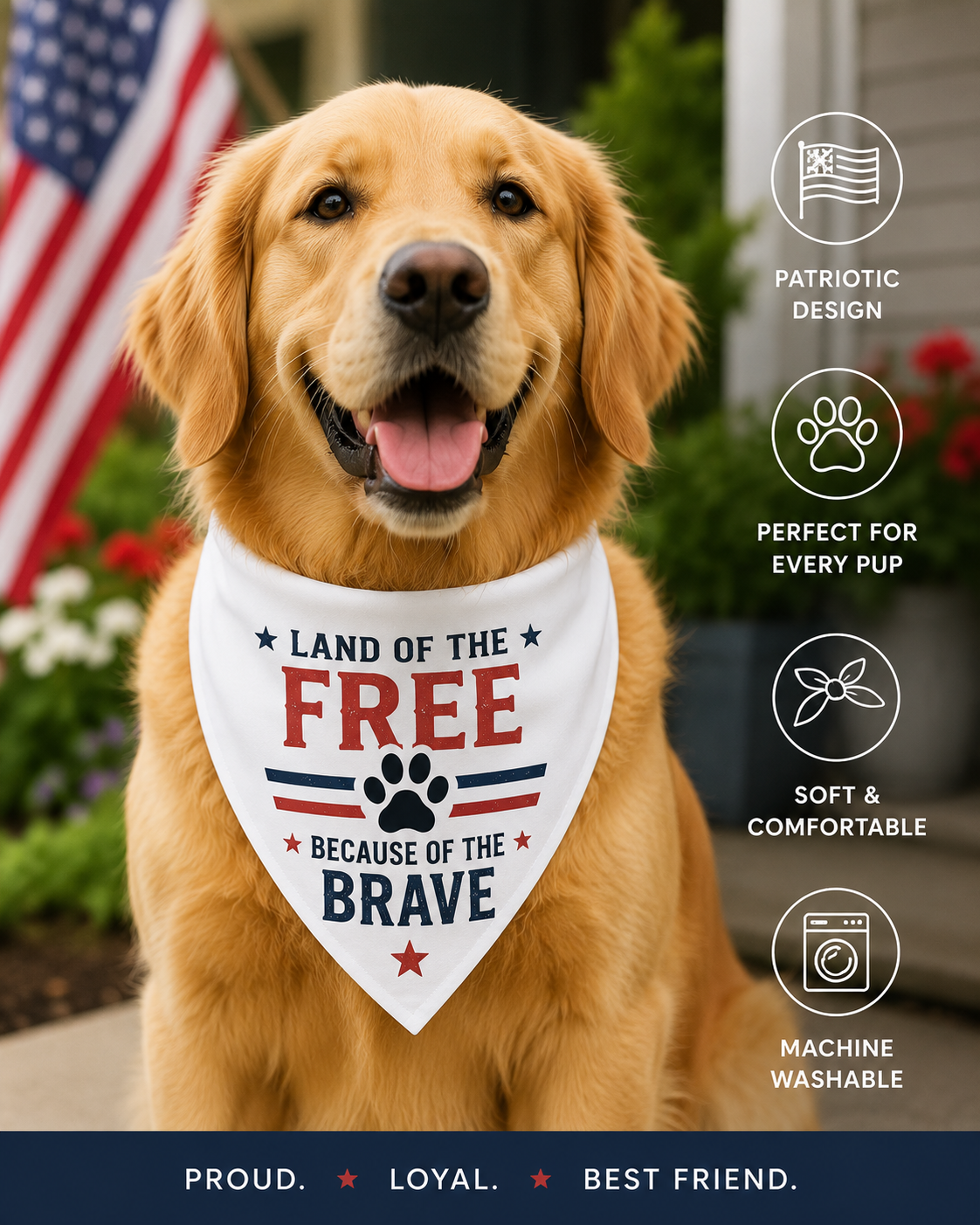 Personalized Sublimated Dog Bandana | Custom Pet Bandana | Funny & Patriotic Dog Scarf | Colorful Puppy Accessories | Custom Dog Gift